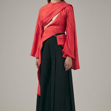 Udara Asymmetric Long Sleeve Drape Top
