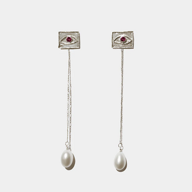 Mandi Silver Rhodolite Earrings