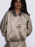 Roshni Beige Silk Bomber Jacket