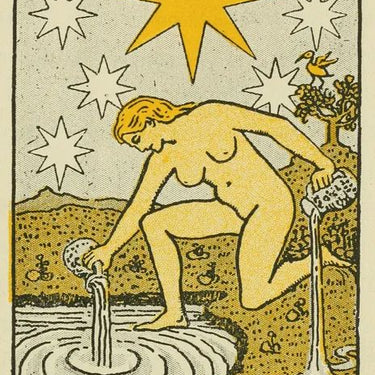 STAR - The star card in tarot signifies a renewal of spirit, bringing forth calmness, serenity, and an optimistic outlook for the future.
